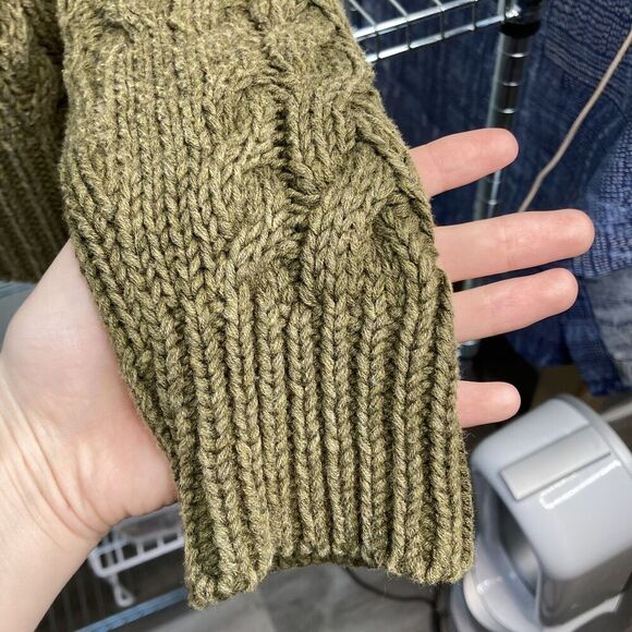 525 America Olive Green Cable Knit Cotton Sweater Size XS Elevated Basics Layers - Picture 5 of 11
